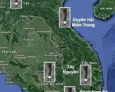 Bản đồ phân bố các vùng trồng cao su ở Việt Nam